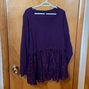 Purple lace trimmed sweater